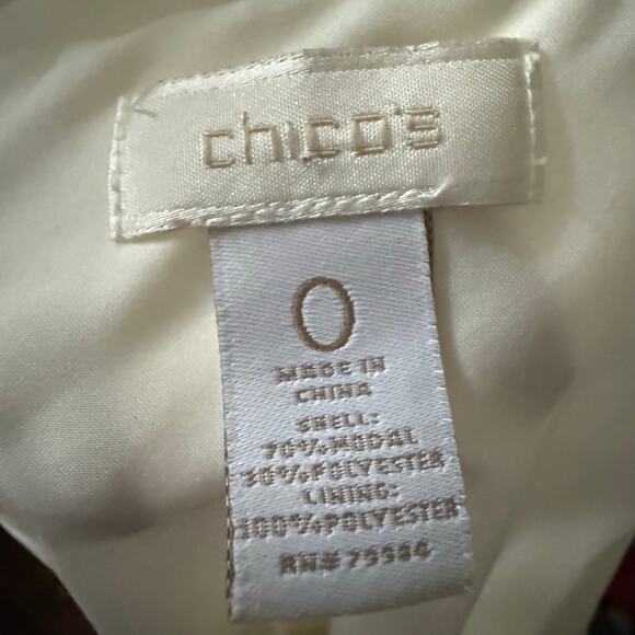 Chico’s Women's Open Front Blazer Jacket Cream 3/4 Sleeve Lightweight Size 0 - Picture 6 of 7